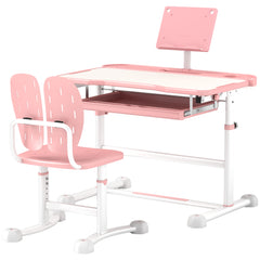 Adjustable Kids Desk and Chair Set with Tilt Desktop & Storage, Pink