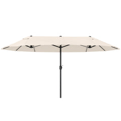 15ft Patio Umbrella Double-Sided Outdoor Market Extra Large Umbrella with Crank Handle for Deck, Lawn, Backyard and Pool, Cream White