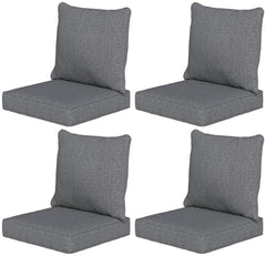 Patio Chair Cushions Set of 4 with Seat & Backrest, Fade Resistant Seat Replacement Cushion Set, Gray
