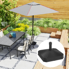 Square Patio Umbrella Base Holder, Heavy Duty Outdoor Umbrella Stand Base, Filled Up to 42lbs with Sand or 33lbs with Water for Garden, Poolside, Black