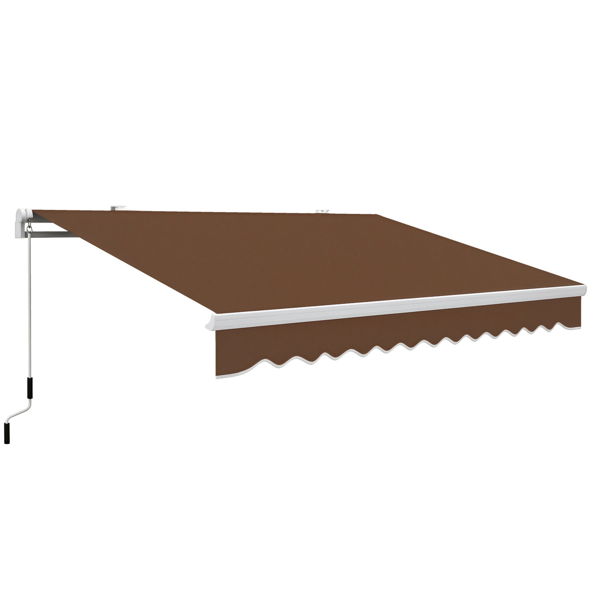 13' x 8' Retractable Awning, Patio Awnings, Sunshade Shelter w/ Manual Crank Handle, UV & Water-Resistant Fabric and Aluminum Frame for Deck, Balcony, Yard, Coffee Brown