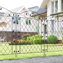 Garden Fence, 4 Pack Steel Fence Panels, 11.5' L x 43" H, Rust-Resistant Decorative Border Flower Edging for Yard, Landscape, Patio, Outdoor Decor, Wavey Vines