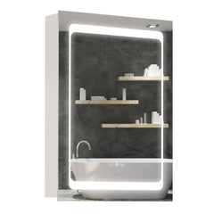 Wall-Mounted Plug-In Bathroom Organizer with 3 Storage Shelves, LED Lighted Medicine Cabinet with Mirror