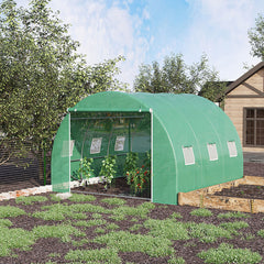 10' x 10' x 6.5' Walk-in Tunnel Greenhouse with High-Quality Transparent PE Cover, Zipper Doors, & Windows