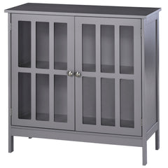 Contemporary Storage Cabinet, Cupboard Buffet Credenza with 2 Doors for Kitchen, Hallway, Living Room, Gray