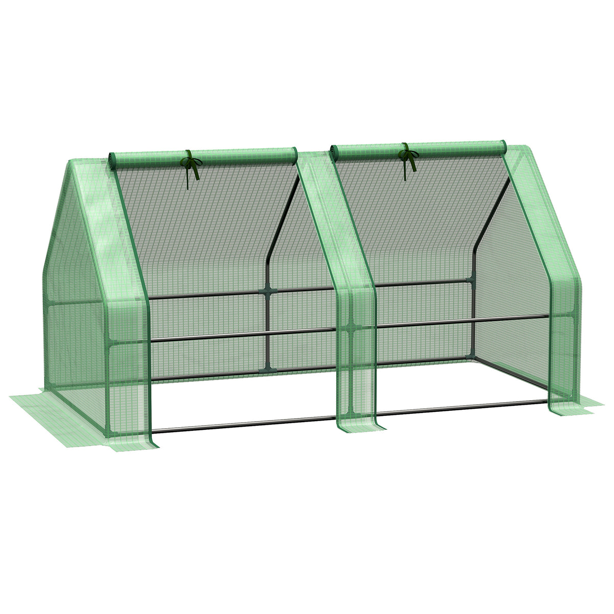 Portable Mini Greenhouse, Outdoor Garden with Large Zipper Doors and Water/UV PE Cover, 6' x 3' x 3', Green