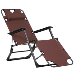 Oxford Fabric Metal Frame Zero Gravity Outdoor Pool Sun Lounger Lounge Chair 120°/180° - Brown