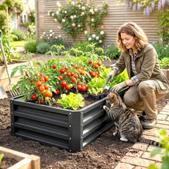 Galvanized Raised Garden Bed, 4' x 2' x 1' Metal Planter Box, for Growing Vegetables, Flowers, Herbs, Succulents, Gray