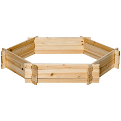 39" x 36" Screwless Raised Garden Bed, Hexagon Planter Box for Outdoor Plants, Vegetables, Flowers, Herbs, Natural Wood