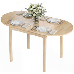 55" Wood Kitchen Table, Drop Leaf Tables for Small Spaces, Natural