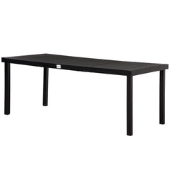 75" x 35" Outdoor Dining Table for 8 People, Rectangular Aluminum Frame Garden Table with All-Weather Faux Wood Top for Garden, Lawn, Patio, Black