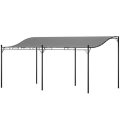 10' x 16' Wall-Mounted Outdoor Pergola Canopy, Metal Patio Canopy with Drainage Holes for Backyard Garden, Dark Gray