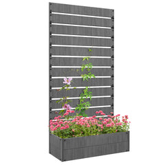 Trellis Planter for Climbing Plants, Raised Garden Bed with Trellis, Planter Box for Outdoor Garden, Dark Gray