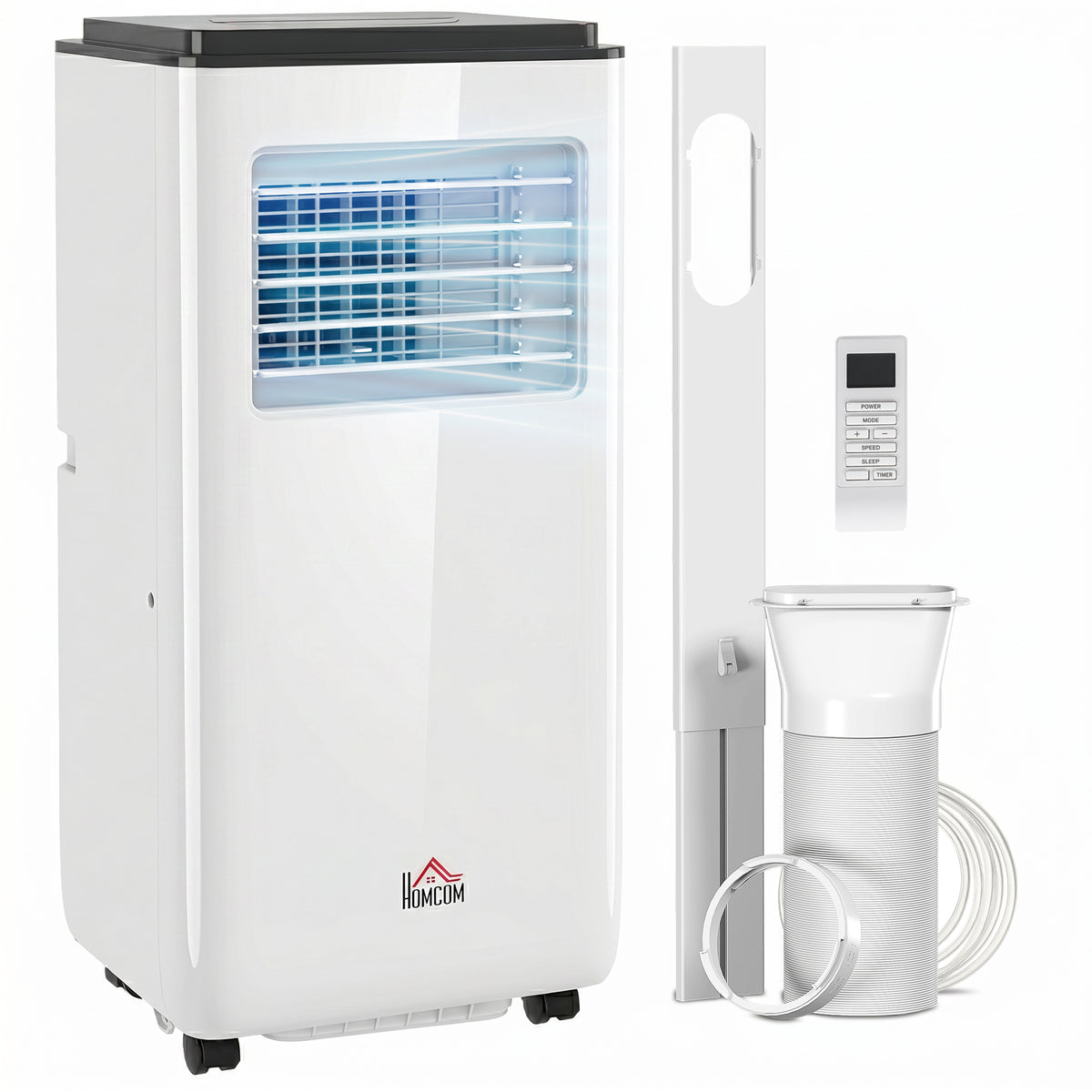 10,000 BTU Moible Air Conditioner 440 Sq. Ft., Dehumidifier Fan Auto Sleep with 24H Timer On/Off, Window Kit, White