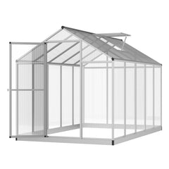 10' L x 6' W Walk-In Polycarbonate Greenhouse with Roof Vent for Ventilation & Rain Gutter for Winter