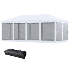 10' x 20' Pop Up Canopy Tent with Netting, Heavy Duty Instant Sun Shelter, Large Tents for Parties with Carry Bag for Outdoor, Garden, Patio, Cream White