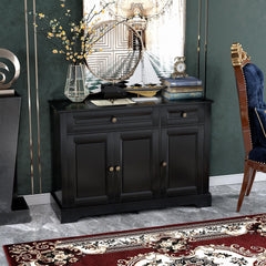 Sideboard Buffet Cabinet, Modern Accent Cabinet with 2 Drawers and Adjustable Shelves, Entryway Cabinet, Black