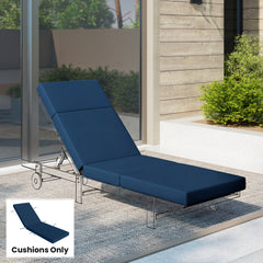 Chaise Lounge Cushion, 4" Thick Outdoor Lounge Chair Cushions with Ties for Patio, 26" x 80 ", Navy Blue