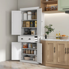 72" Kitchen Cabinet, Pantry Storage Cabinet with Doors and Shelves