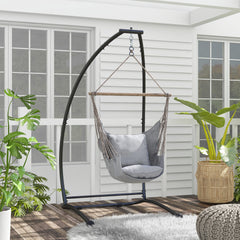 Hammock Chair Stand, C Shape Hanging Heavy Duty Metal Frame Hammock Stand for Hanging Hammock Porch Swing Chair, Indoor & Outdoor Use, Black