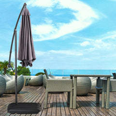 Cantilever Offset Umbrella Base Portable Square Parasol Weights with Wheels, Water and Sand Filled, Up to 165 lbs, Black