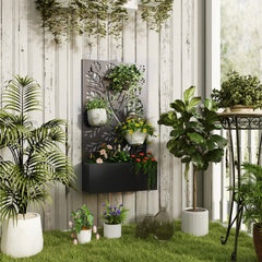 Metal Garden Bed with Trellis for Climbing Plants, Freestanding or Wall Mounted Flower Bed for Garden, Patio, Balcony