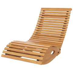 Outdoor Rocking Chair w/ Slatted Seat, Wooden Rocking Chair, 51.25" x 23.5" x 23.5", Light Brown