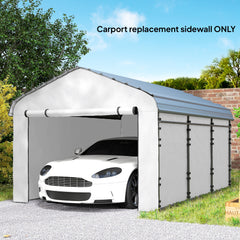 Carport Replacement Sidewall Panel for 12' x 20' Carports, UPF50+ Waterproof Replacement Side Wall Cover, White