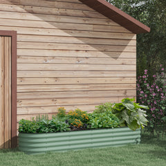 7.9' x 2' x 1.4' Galvanized Raised Garden Bed Kit, Metal Planter Box with Safety Edging, Green