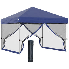 10' x 10' Pop Up Canopy Tent, Tents for Parties with Wheeled Carry Bag, Screen House Room, Height Adjustable Portable Gazebo, for Outdoor, Garden, Patio, Blue
