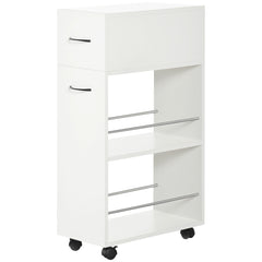 3- tier Slim Storage Cart, Rolling Narrow Kitchen Cart on Wheels for Small Place, Slide Out Side Utility Cart for Bathroom, Laundry