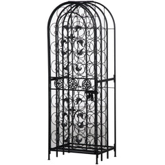 45-Bottle Modern Wine Organizer Decorative Portable Wrought Iron Wine Rack Jail
