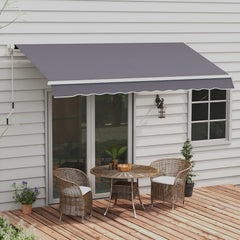 12' x 10' Manual Retractable Awning Outdoor Sunshade Shelter with Adjustable & Versatile Design