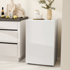 4.5 Cu.Ft Mini Fridge, Single Door Refrigerator with Freezer, Wheels, Adjustable Thermostat, Reversible Door, White