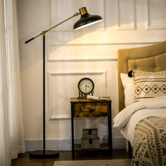 Adjustable Floor Lamps for Living Room, Standing Lamp for Bedroom with Balance Arm, Tall Black and Gold Lamp