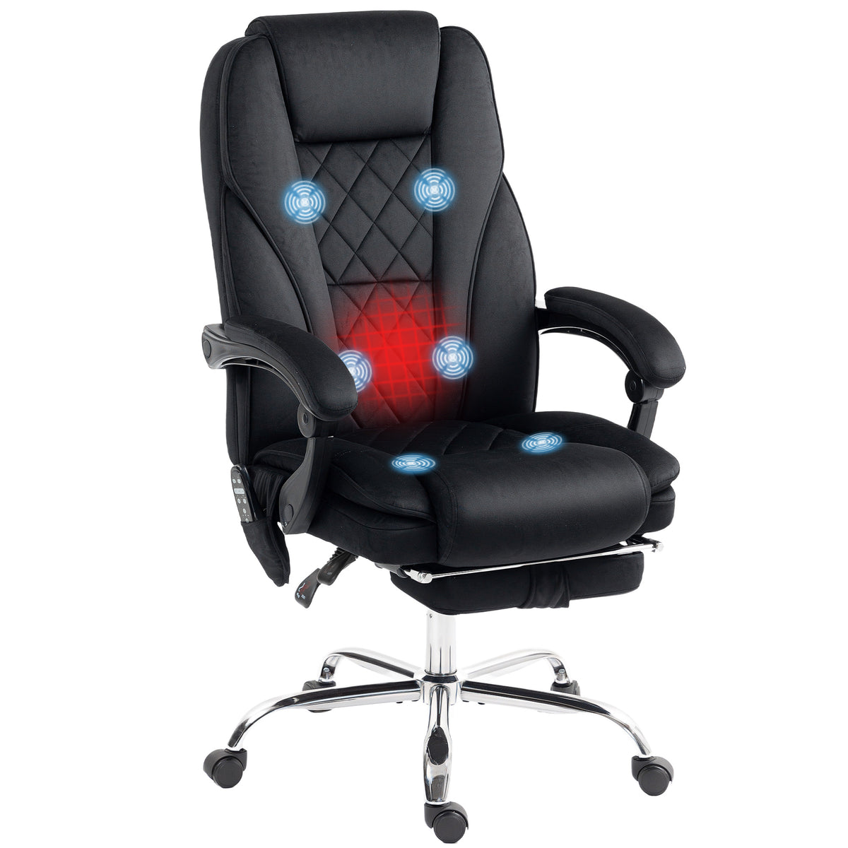 Massage Office Chair, Heated Reclining Computer Chair with Adjustable Height and Footrest, Black