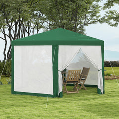 13' x 11' Outdoor Party Tent, Hexagon Sun Shade Shelter Canopy w/ Protective Mesh Sidewalls, Ropes & Stakes, Green