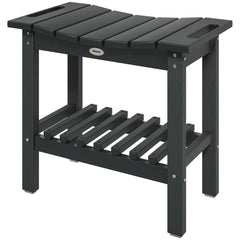HDPE Shower Bench, Waterproof Shower Stool with Handle, Storage Shelf, Non-Slip Pads for Indoor Outdoor, Black