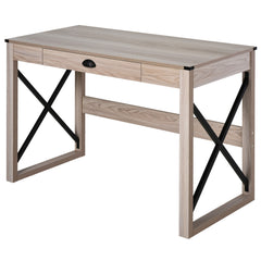 44 inch Home Office Computer Desk, Rustic Writing Desk, Farmhouse Workstation with Storage Drawer, X-Frame