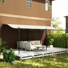 10' x 20' Wall-Mounted Outdoor Pergola Canopy, Metal Patio Canopy with Drainage Holes for Backyard Garden, Cream White