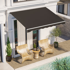 10' x 8' Electric Retractable Awning, Sun Shade Shelter with Remote Controller and Crank Handle for Deck, Black