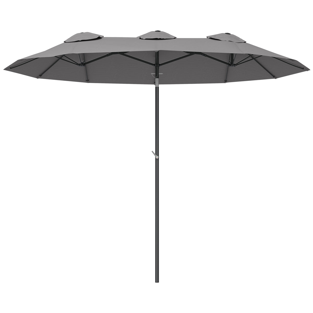 Double Sided Patio Umbrella, 9.7' Large Outdoor Market Umbrella with Push Button Tilt and Crank, 3 Air Vents and 12 Ribs, for Garden, Deck, Pool, Gray