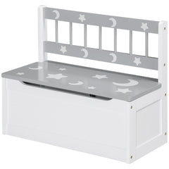 Qaba Toddler Toy Box Storage Bench with Large 27 Liter Interior, Kids Storage Bench Seat with Storage for Toddler Playroom Furniture, Kids Bedroom Furniture, Toy Organizer and Storage Bin, Gray