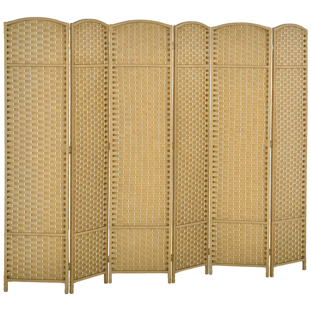 Folding Room Divider Screen 6 Panel 5.6 ' Tall Privacy Screen Freestanding Room Partition for Home Office, Nature Wood