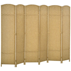 Folding Room Divider Screen 6 Panel 5.6 ' Tall Privacy Screen Freestanding Room Partition for Home Office, Nature Wood