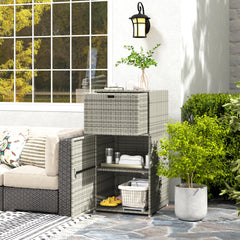 Outdoor Towel Rack for Pool w/ Drawer & Cabinet, Gray