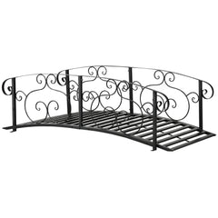6' Metal Arch Backyard Garden Bridge, Safety Siderails, Arc Footbridge for Backyard Creek, Stream, Pond
