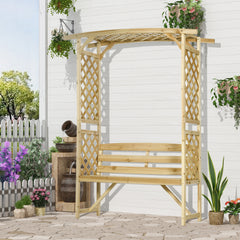 Patio Garden Bench, Wooden Bench, Outdoor Bench for Vines/Climbing Plants, Natural