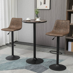 41" H Bar Height Round Bar Table, Rustic Industrial Pub Table, Elm Wood Top Bistro Table with Metal Base