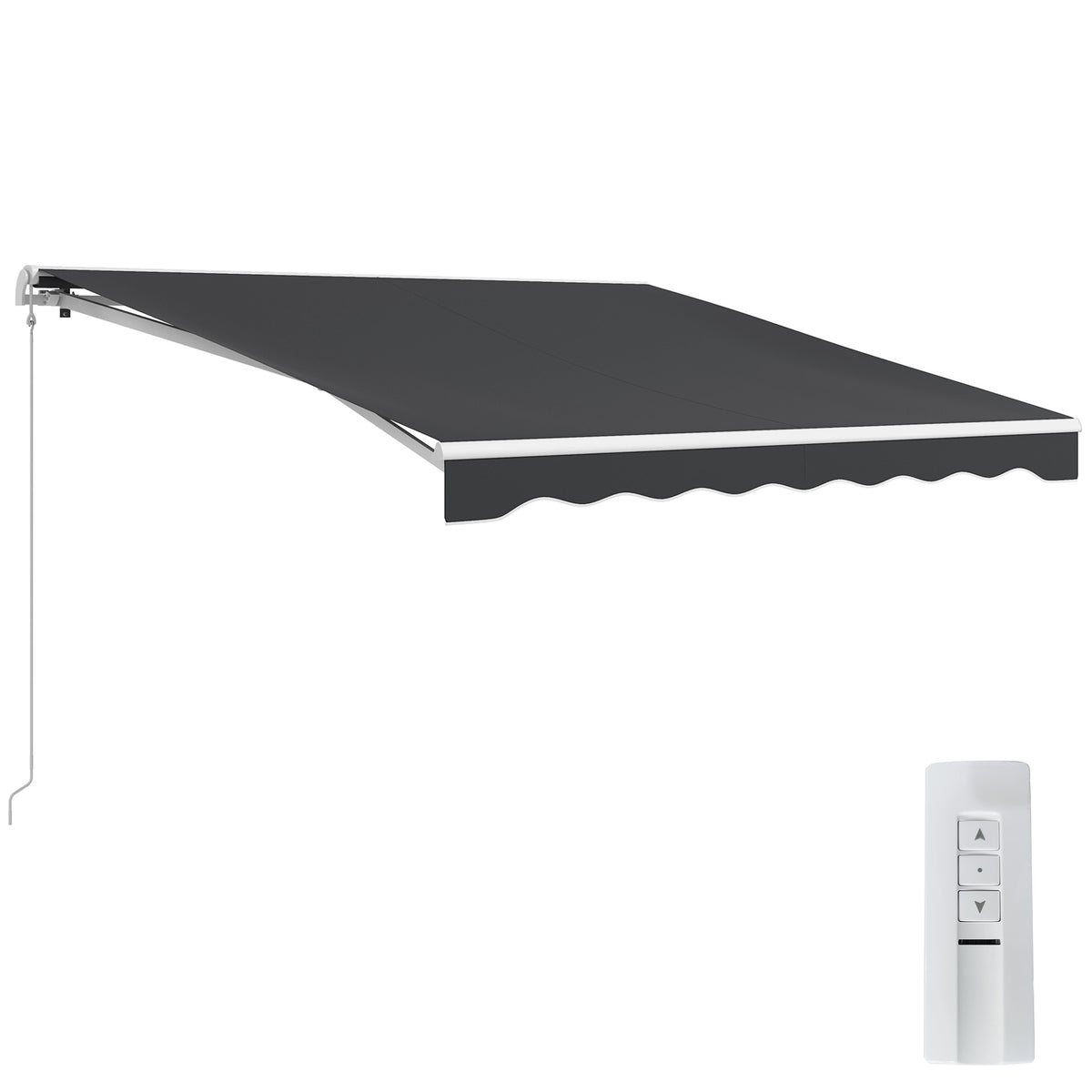 10' x 8' Electric Retractable Awning, Sun Shade Shelter，Remote Controller and Crank Handle for Deck, Balcony, Yard,